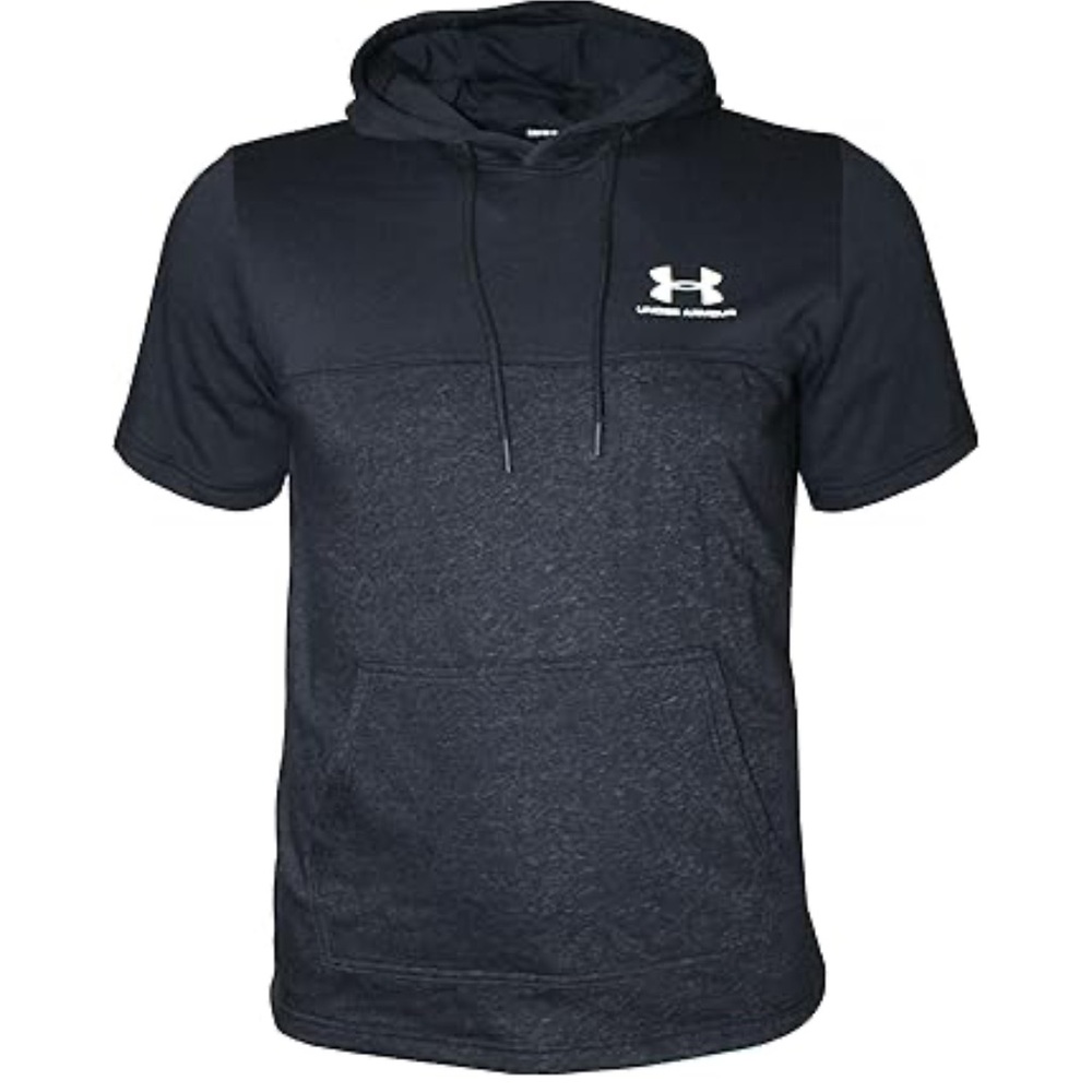 Under Armour Short Sleeve Hoodie Black French Terry Athleisure Workout Gym-M
